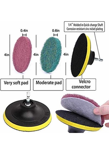 Elektrikli Scrubber Matkap Fırça Seti - 6" Genişletici/4 Naylon Fırça/6 Ovma Pedli Matkap Fırçası Aparatı, (Yurt Dışından)