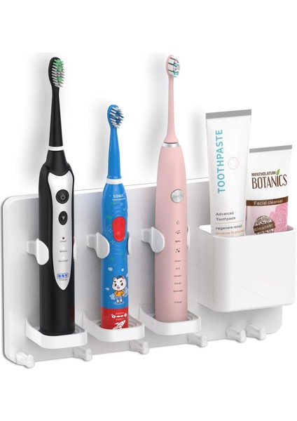 Simpletome Stick-On Elektrikli Diş Fırçası Tutucu Duvara Monte Jilet Askı Banyo Organizatör Abs (Beyaz) (Yurt Dışından)