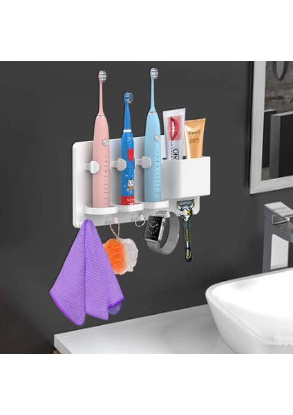 Simpletome Stick-On Elektrikli Diş Fırçası Tutucu Duvara Monte Jilet Askı Banyo Organizatör Abs (Beyaz) (Yurt Dışından)