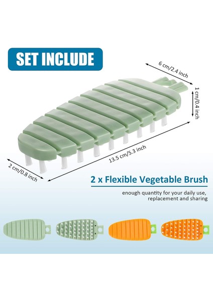 2 Parça Esnek Sebze Fırçası Meyve Ve Sebze Temizleme Fırçaları Patates Ovucu Ürünleri Ve Sebze Fırçası Havuç Desenli Mutfak Temizleme Araçları (Turuncu, Yeşil) (Yurt Dışından)