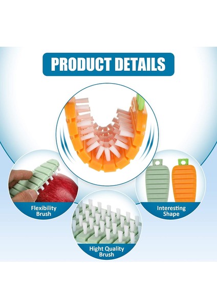 2 Parça Esnek Sebze Fırçası Meyve Ve Sebze Temizleme Fırçaları Patates Ovucu Ürünleri Ve Sebze Fırçası Havuç Desenli Mutfak Temizleme Araçları (Turuncu, Yeşil) (Yurt Dışından)