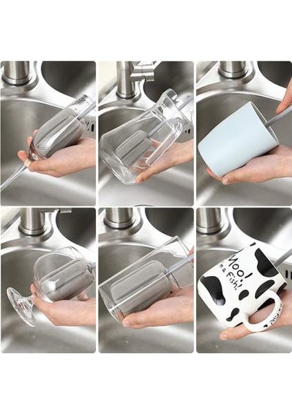 4 Paket Gri Yumuşak Sünger Şişe Temizleme Fırçası Plastik Saplı Bardak Fırçası Scrubber Temizleme Fırçası Vazo Kavanoz Temizleyici (2 Boyut 10” 15”) (Yurt Dışından)