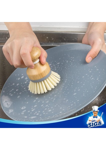 Esinti Bambu Palmiye Fırçası, Bulaşıklar Tencere Tavalar Mutfak Lavabo Temizleme Için Ovma Fırçası, 2'Li Paket (Yurt Dışından)