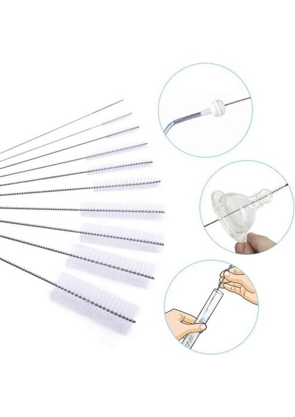 Esinti Temizleme Fırçası, 10 Paket Şişe Fırçası Mutfak Su Isıtıcısı Çaydanlık Spou Tabanca Memesi Tüp Araba Klavye Naylon 10 Beyaz 200mm (Yurt Dışından)