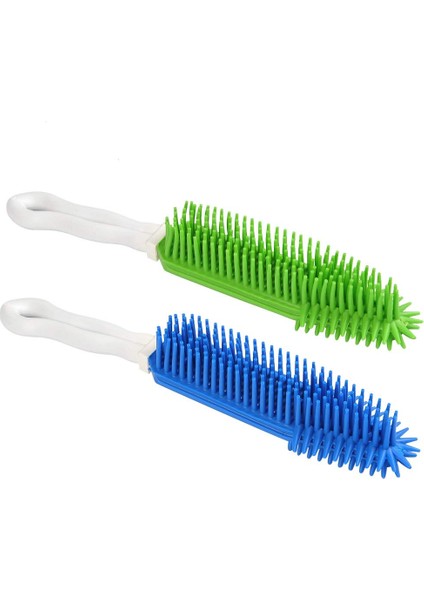 2 Parçalı Pet Tüy Alma Fırçası, Araba Ve Araba Detaylandırma Fırçası Taşınabilir Köpek Ve Kedi Tüy Alma Fırçası Kauçuk Masaj Fırçası (Mavi Ve Yeşil) (Yurt Dışından)