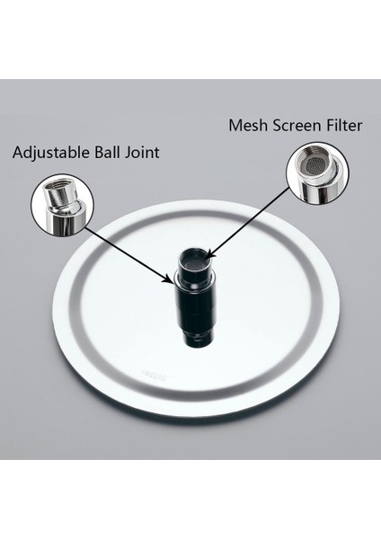 12 Inç Yuvarlak Ankastre Duş Başlığı, 304 Paslanmaz Çelik Duş Başlığı, Kireçlenmeye Karşı Dirençli Başlık, Cilalı Ayna Efektli, Yüksek Parlaklık (Yurt Dışından)