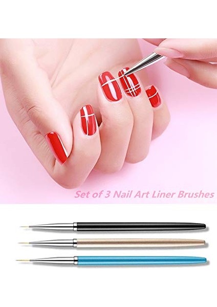 3pcs Nail Art Liner Fırçalar, Uv Jel Boyama Akrilik Tırnak Tasarımı Naylon Fırça, Tırnak Boyama Çizim Kalemleri (Yurt Dışından) indirimleri