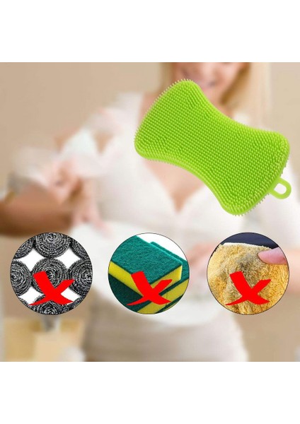 Silikon Bulaşık Yıkama Süngerleri, 2'Li Paket Çok Amaçlı Silikon Süngerler Gıda Sınıfı Mutfak Scrubber Scrubber (Yurt Dışından) indirimleri