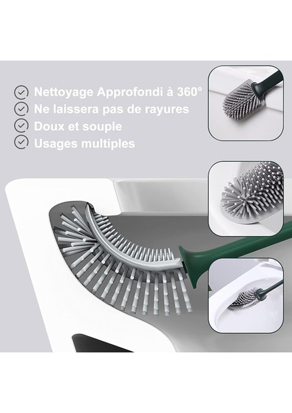 Esinti Gri Silikon Tuvalet Fırçası, Banyo Için Asılı Tuvalet Fırçası Ve Yapışkan Duvara Monte Tuvalet Aksesuarları (Yurt Dışından)