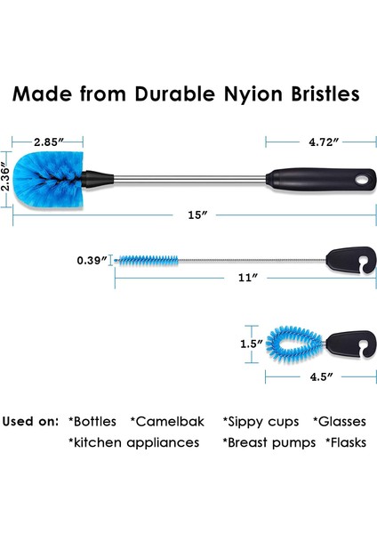Bottle Fırça Temizleme Seti, Uzun Saplı Şişe Temizleyici, Mavi (Yurt Dışından) fırsatları