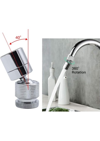 360° Döner Musluk Havalandırıcı Pirinç 2 Mod Ayarlanabilir Mutfak Musluk Filtresi Nozul Adaptörlü Fıskiye - M22 Dış Dişli Nozul Veya M24 Iç Dişli Musluklar Için (Yurt Dışından) modelleri