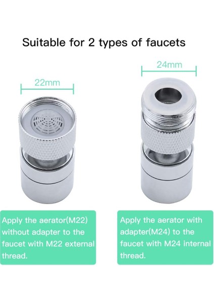 360° Döner Musluk Havalandırıcı Pirinç 2 Mod Ayarlanabilir Mutfak Musluk Filtresi Nozul Adaptörlü Fıskiye - M22 Dış Dişli Nozul Veya M24 Iç Dişli Musluklar Için (Yurt Dışından) fırsatları