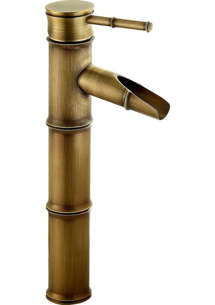 Uzun Banyo Bataryası Şelale Lavabo Bataryası Musluğu, Sıcak Ve Soğuk Su Için Tek Delikli Musluk, Bambu Batarya Musluğu, 3 Orta Çıkış Ucu Bağlantısı (Yurt Dışından)