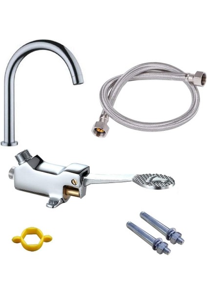 Esinti Gdrhvfd | Eller Serbest Ayak Pedalı Musluk Komple Set, Ayak Valfi + Çıkış + 1m Esnek Hortum + Vida, Tıbbi Laboratuvar Için Temassız Zemin Kontrol Musluğu (Yurt Dışından)