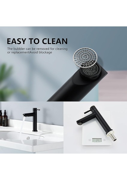 Esinti Banyo Musluk Mat Siyah Banyo Lavabo Bataryası Modern Stil Paslanmaz Çelik Soğuk Su Musluk, Uygulanabilir Kapsam (Banyo, Lavabo, Havza, Tuvalet) (Yurt Dışından)