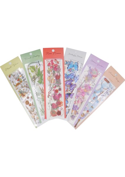6 Paket Pet Şeffaf Vintage Çıkartmalar, Bitki Kelebek Çiçek Tasarımları, Karalama Defteri, Günlük Için (Yurt Dışından)