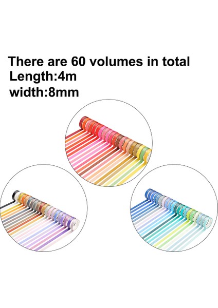 60 Rulo Bant Seti 8mm Genişliğinde 13 Ft Uzun Gökkuşağı Renkli Bant Karalama Defteri Için Dıy, Planlayıcı, Sanat, Etiketleme Ve Renk Kodlama (Yurt Dışından) fiyatları