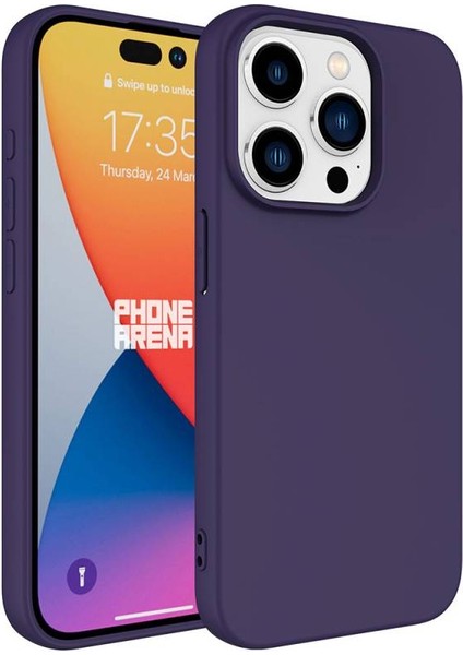 Apple iPhone 15 Pro ile Uyumlu Kılıf Kadife Süet Iç Yüzey Lansman Renkler Telefon Kılıfı Kapak Derin Mor