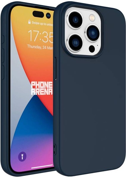 Apple iPhone 15 Pro ile Uyumlu Kılıf Kadife Süet Iç Yüzey Lansman Renkler Telefon Kılıfı Kapak Lacivert