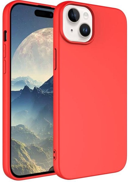 Apple iPhone 15 ile Uyumlu Kılıf Kadife Süet Iç Yüzey Lansman Renkler Telefon Kılıfı Kapak Kırmızı