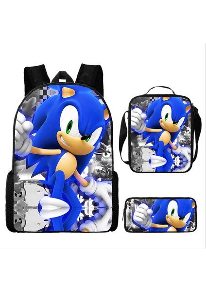Sonıc Sonic Ilköğretim Okul Çantası Üç Parçalı Okul Çantası Omuz Çantası Kalem Çantası (Yurt Dışından)
