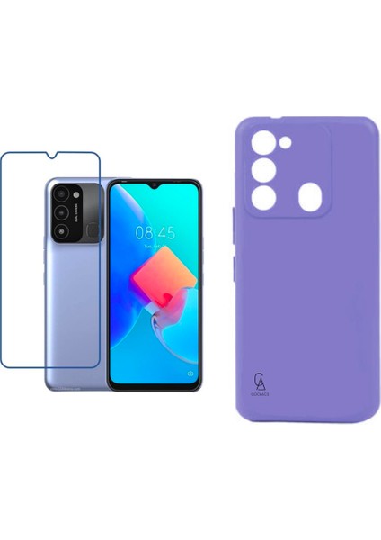 Tecno Spark 8c Uyumlu Kılıf Esnek Silikon Telefon Kılıfı ve Temperli Cam Ekran Koruyucu