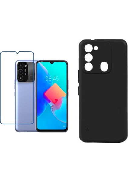 Tecno Spark 8c Uyumlu Kılıf Esnek Silikon Telefon Kılıfı ve Temperli Cam Ekran Koruyucu