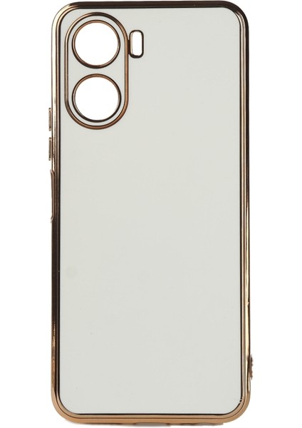 Vivo Y16 Parlak Yapılı ve Kenarları Altın Görünümlü Şık Bark Premium Silikon Kılıf