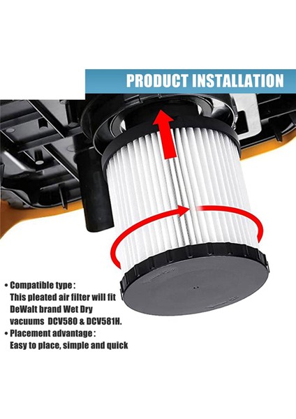 Dewalt DCV580 ve DCV581H Islak Kuru Vakum Için Hepa Yedek Filtre (Yurt Dışından)
