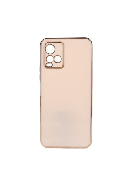 Vivo Y21S Parlak Yapılı ve Kenarları Altın Görünümlü Şık Bark Premium Silikon Kılıf