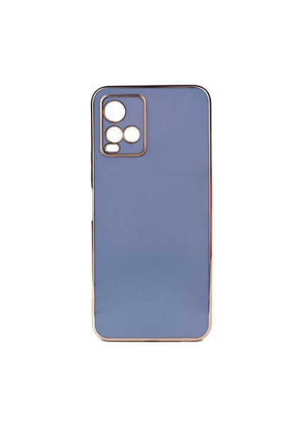 Vivo Y21S Parlak Yapılı ve Kenarları Altın Görünümlü Şık Bark Premium Silikon Kılıf