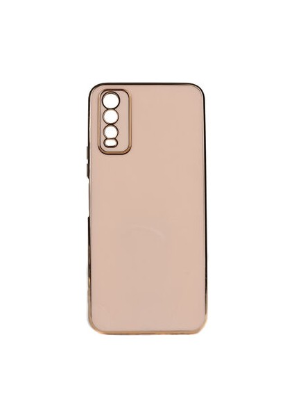 Vivo Y11S Parlak Yapılı ve Kenarları Altın Görünümlü Şık Bark Premium Silikon Kılıf