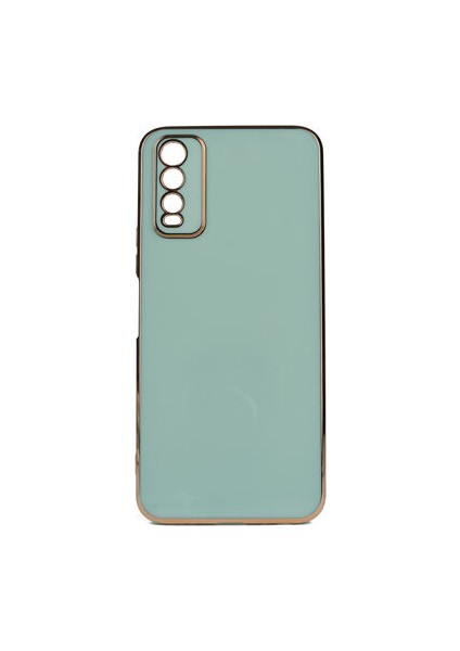 Vivo Y11S Parlak Yapılı ve Kenarları Altın Görünümlü Şık Bark Premium Silikon Kılıf
