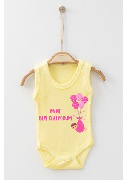 Adabebek Pamuk Organik Anne Ben Geliyorum Askılı Badi Bebek Zıbın modelleri