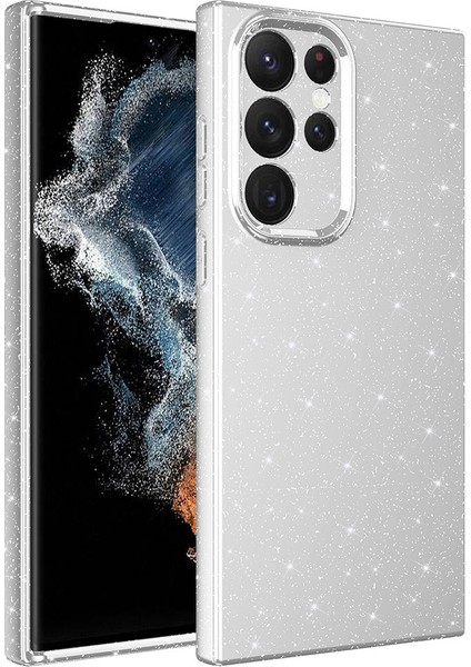 Samsung Galaxy S22 Ultra Kılıf Kamera Korumalı Simli Renkli Parlak Silikon Kapak (Koton)