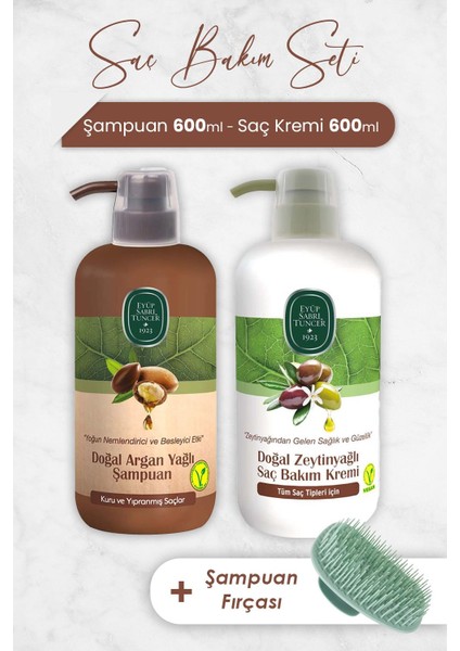 Argan Yağlı Şampuan, Saç Kremi Ve Şampuan Fırçası