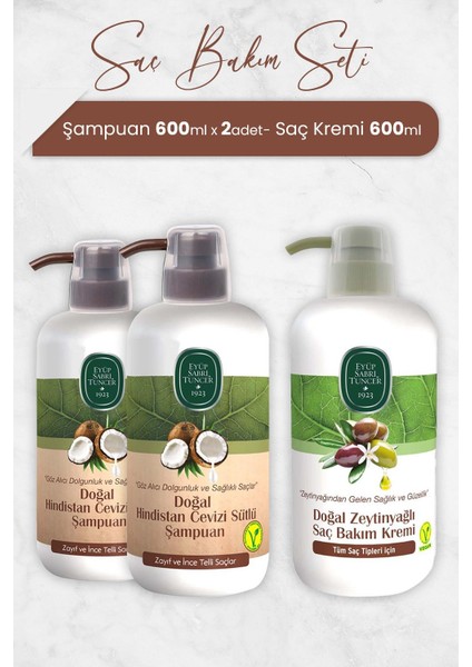 Hindistan Cevizi Şampuan 600 Ml X 2 Adet Ve Saç Kremi