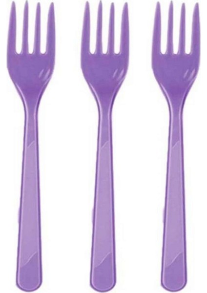 - 25 Adet Plastik Çatal Mor