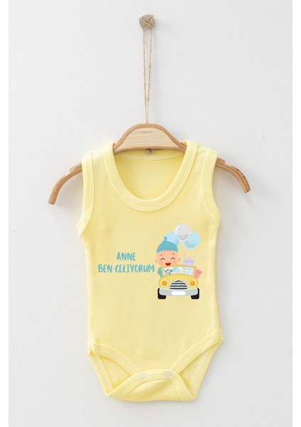 Adabebek Pamuk Organik Anne Ben Geliyorum Askılı Badi Bebek Zıbın modelleri