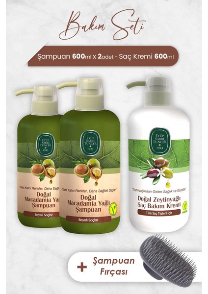 Macadamia Şampuan 600 Ml X 2 Adet, Saç Kremi Ve Şampuan Fırçası