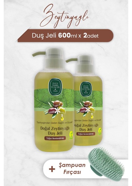 Zeytinyağlı Duş Jeli 600 Ml X 2 Adet Ve Şampuan Fırçası