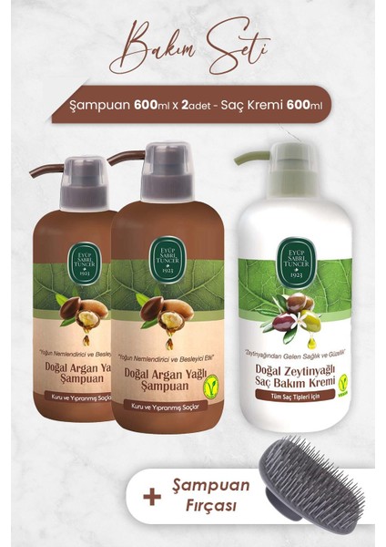 Argan Şampuan 600 Ml X 2 Adet, Saç Kremi Ve Şampuan Fırçası