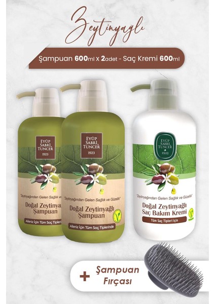 Zeytinyağlı Şampuan 600 Ml X 2 Adet, Saç Kremi Ve Şampaun Fırçası