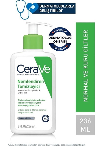 Cerave Nemlendiren Temizleyici Normal Kuruciltler Yüz Vücut 236 ml