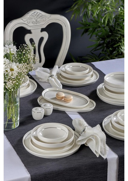 N3490 Velvet Platin 56 Parça Yemek Takımı