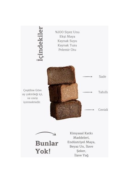 %100 Tam Çavdar Ekşi Mayalı Ekmekler 2'li Seçim 2 x 500 gr fırsatları