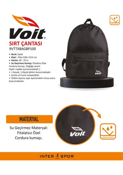 Voıt Sırt & Okul Çantası Su Geçirmez B100
