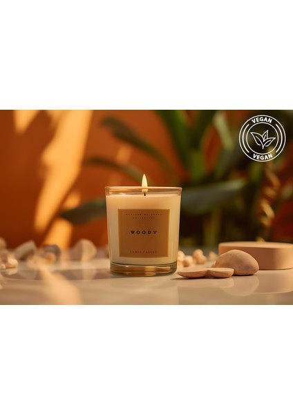 Lamia Candle Woody Scented Soya Wax Vegan Aromaterapi Kokulu