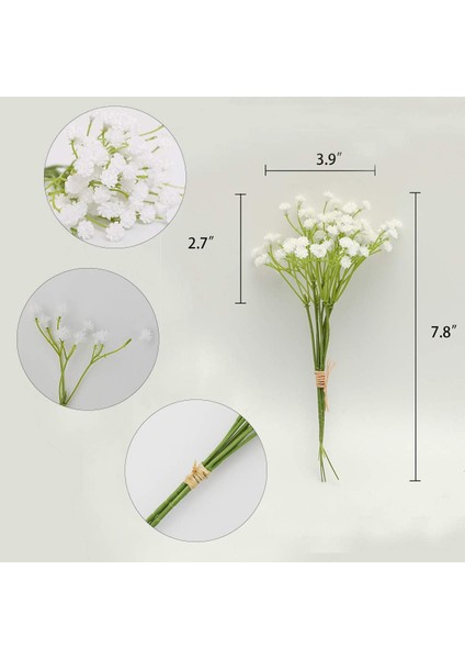 10 Adet Gypsophila Yapay Çiçek Buketi Gypsophila Beyaz Büyük Çiçekler (Yurt Dışından)