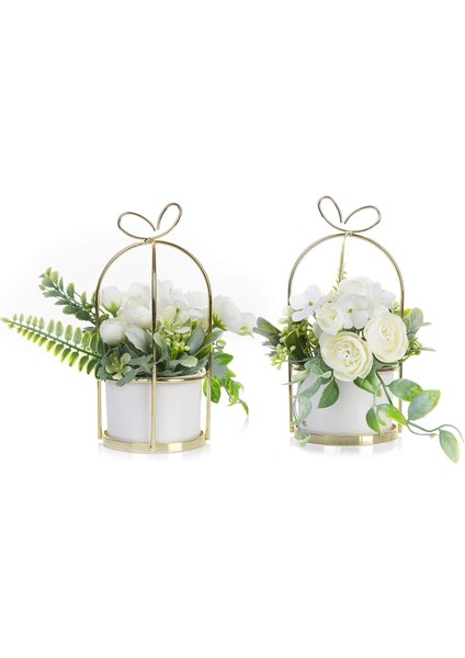 Esinti Yapay Çiçekler Saksı Yapay Bitkiler Seramik Vazoda Bonsai Çiçekleri K (Yurt Dışından)